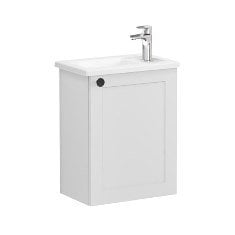 Vitra Root Classic 68611 Lavabo Dolabı, Kapaklı, 45 Cm, Kompakt, Sağdan Armatür Delikli, Mat Açık Gri, Köşeli Lavabolu, Sağ